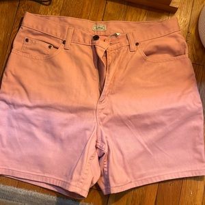 LL Bean pink Denim high waisted Shorts 12 NWOT